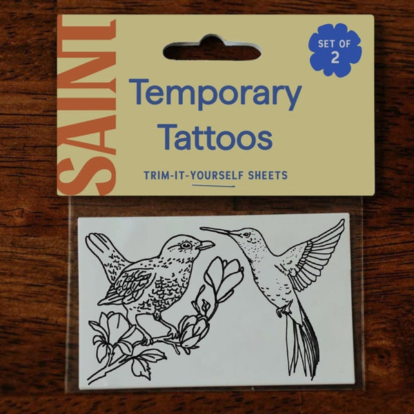 Black Bird & Hummingbird Temp Tattoos