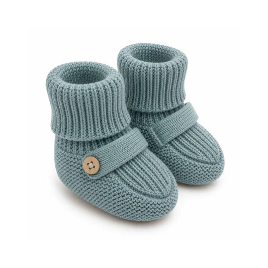 Teal Knit Baby Booties
