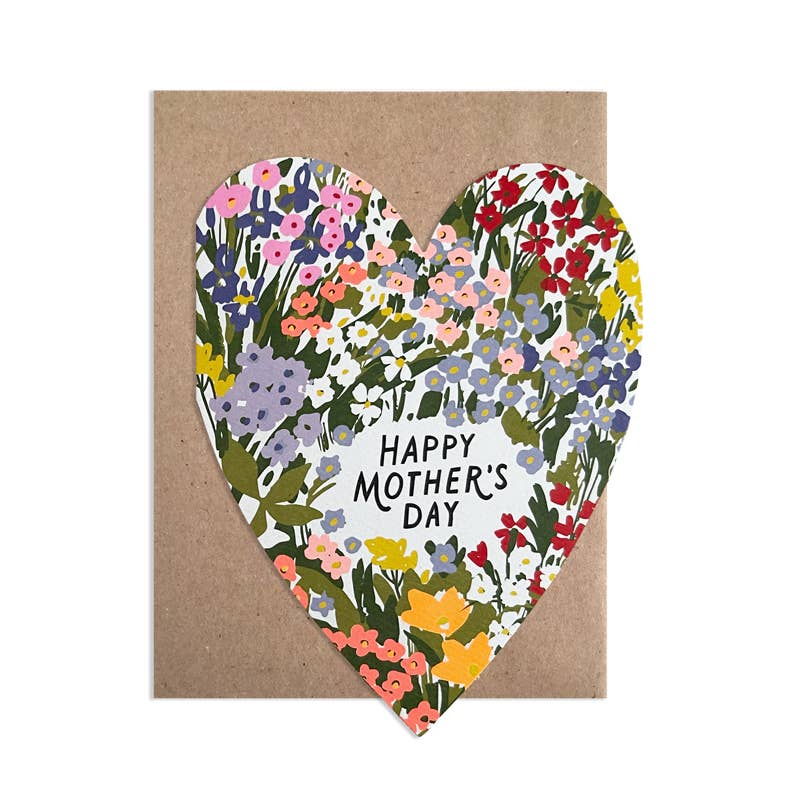 Wildflowers Diecut Heart Mothers Day Card