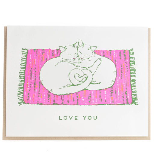 Love You Cuddle Cats on a Rug Card