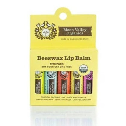 5 Pack Beeswax Lip Balm