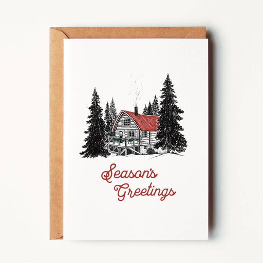 Seasons Greetings Christmas Cabin Card