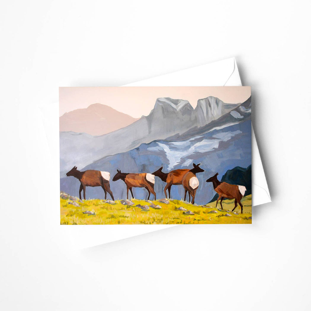 Elk Herd Mountains Blank Card