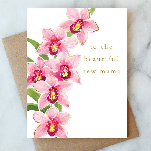 Orchid Beautiful New Mama Shower Card