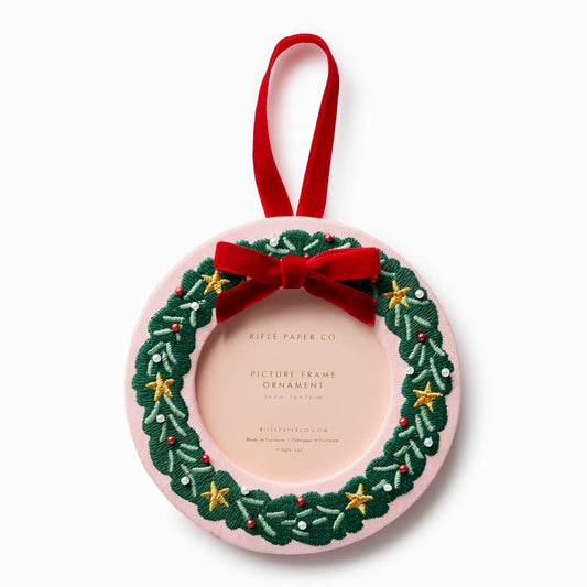Christmas Wreath Embroidered Frame Ornament