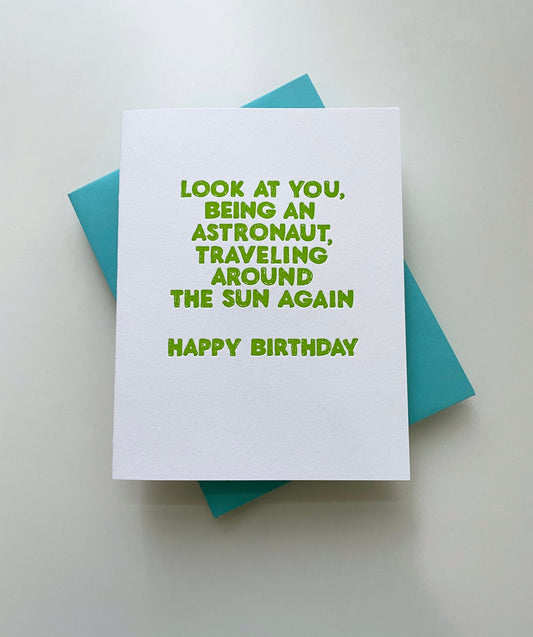 Astronaut Birthday Traveling Around the Sun Card