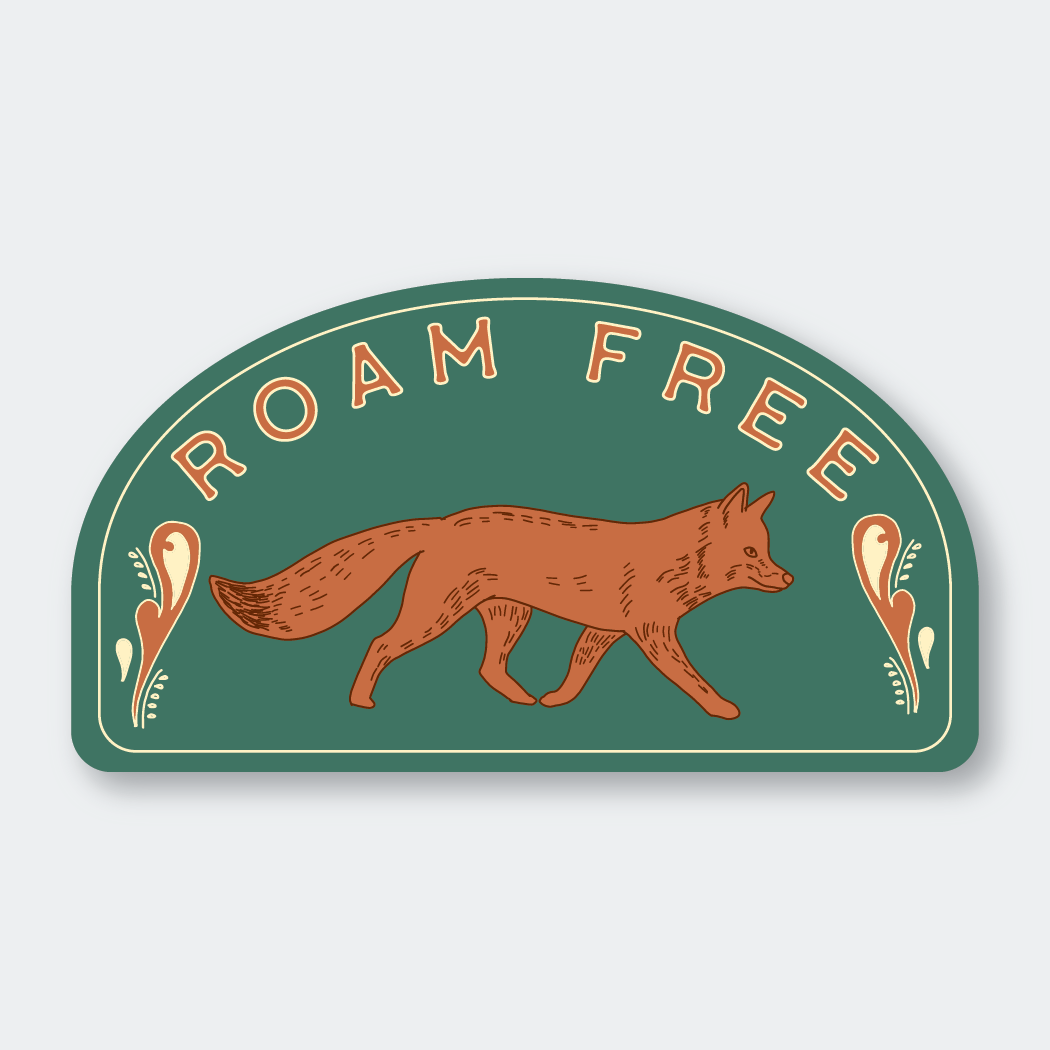Roam Free Fox Vinyl Sticker