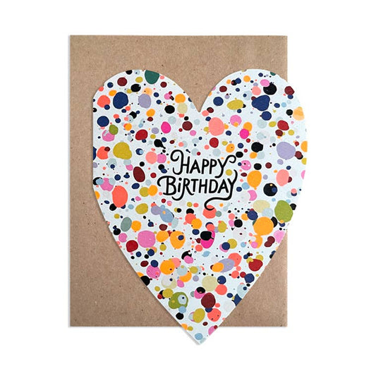 Speckle Birthday Diecut Heart Card