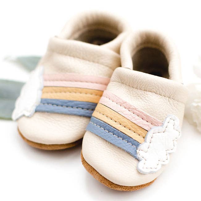 Rainbow Cream Leather Moccasins