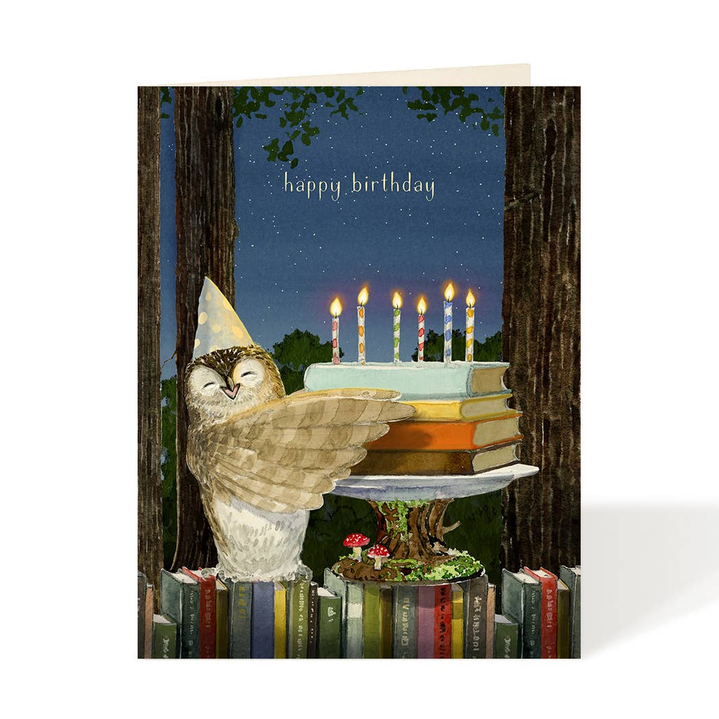 Bookish Owl Birthday Card