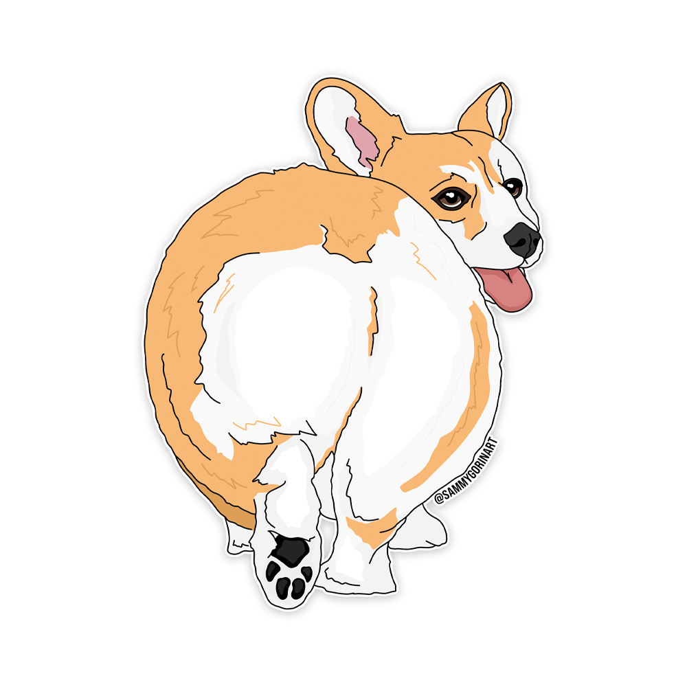 Big Corgi Butt Vinyl Sticker