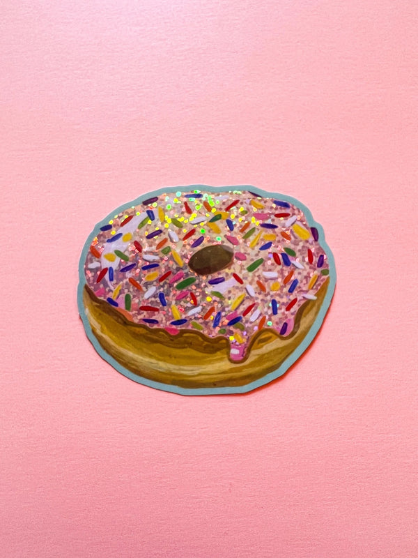 Sprinkle Donut Glitter Vinyl Sticker