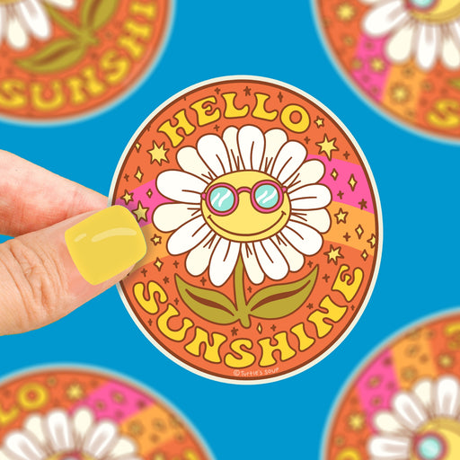 Hello Sunshine Daisy Flower Vinyl Sticker