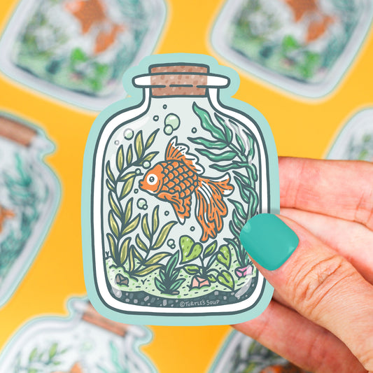 Goldfish Terrarium Jar Vinyl Sticker