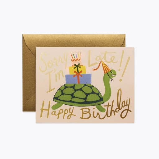 Turtle Sorry Im Late Belated Birthday Card