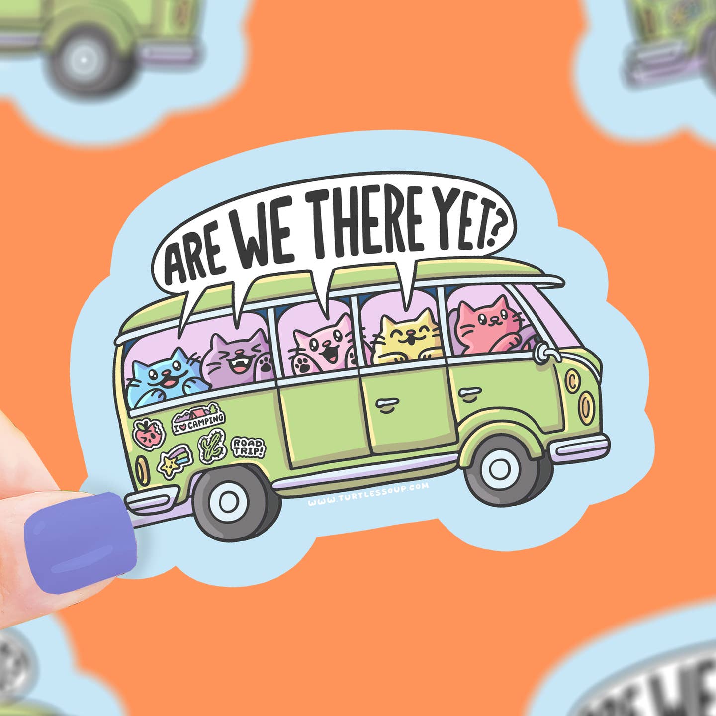 Are We There Yet Cats Vinyl Sticker