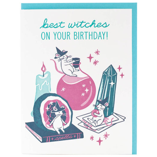Mouse Best Witches Crystals Birthday Card