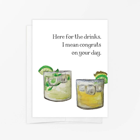 Here for the Drinks Congrats Wedding Card
