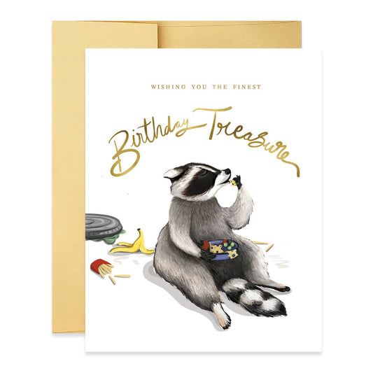 Finest Birthday Treasure Raccoon Card