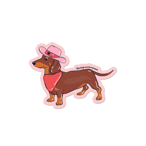 Cowboy Weenie Dog Hotdog Vinyl Sticker