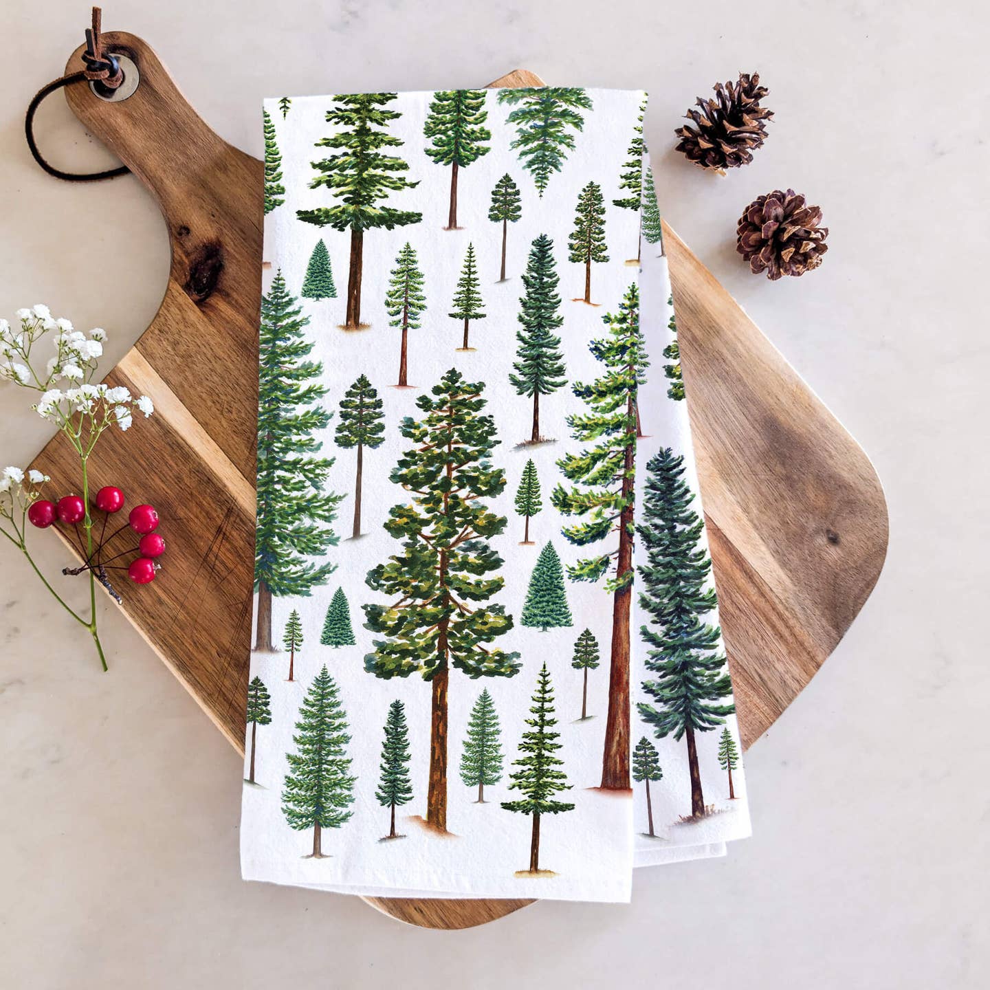 Evergreen Trees Tea Towel
