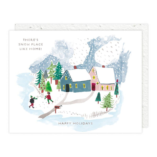 Winter Houses Snow Place Like Home Card