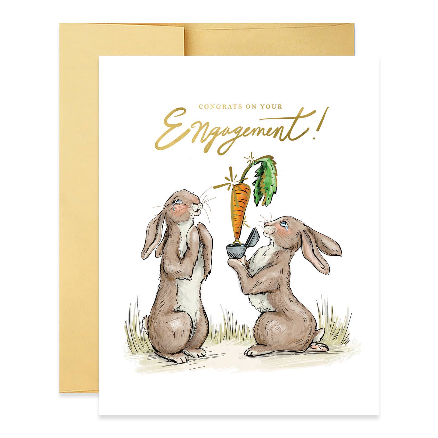 Congrats on Your Engagement Carrot Bunnies Card