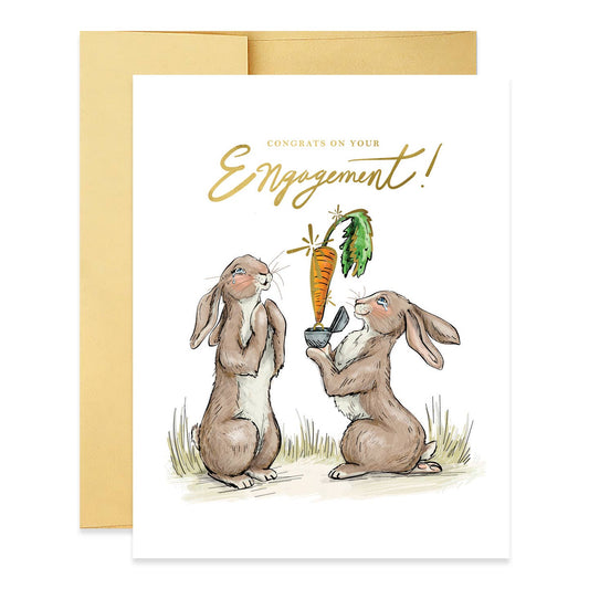 Congrats on Your Engagement Carrot Bunnies Card