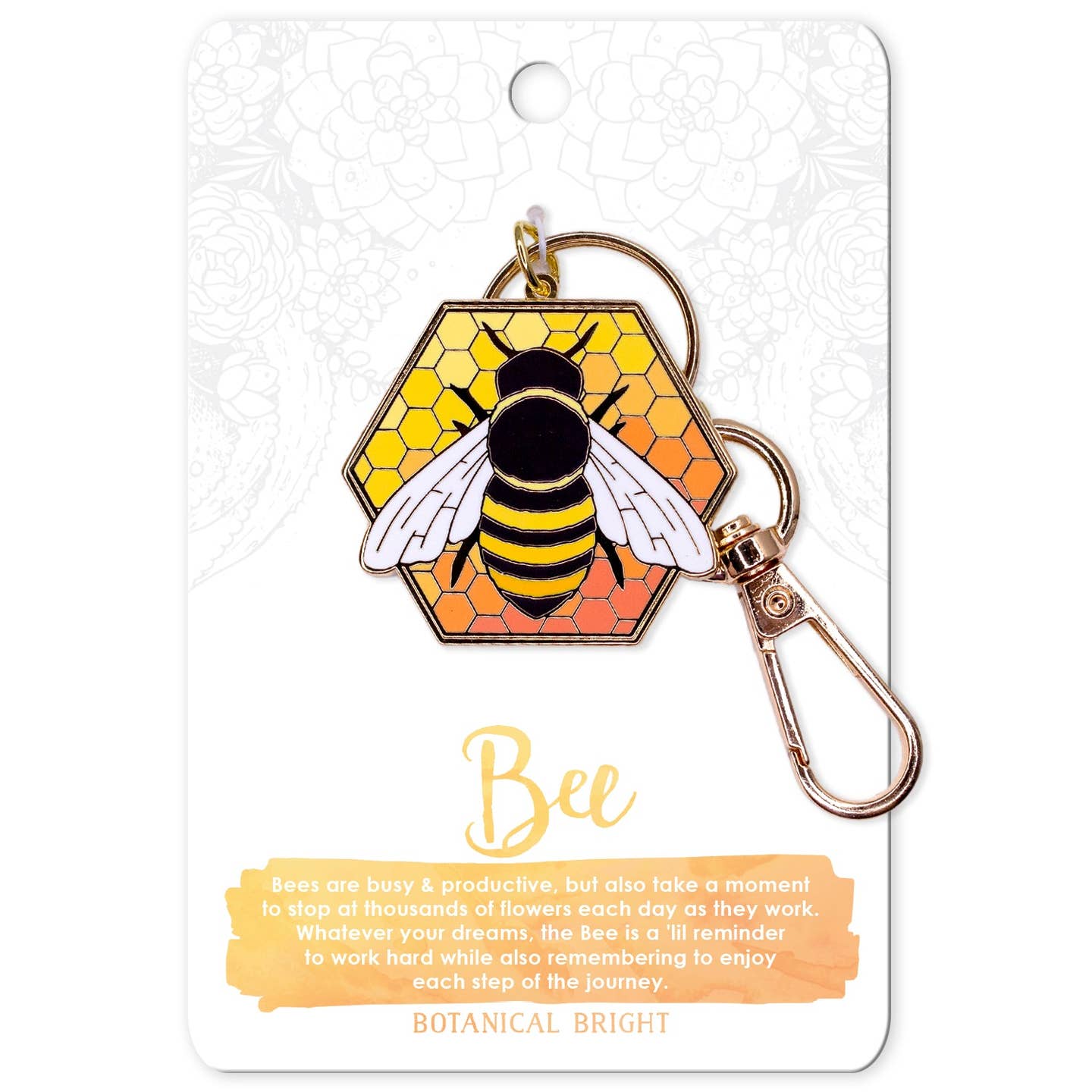 Bee Honeycomb Enamel Keychain