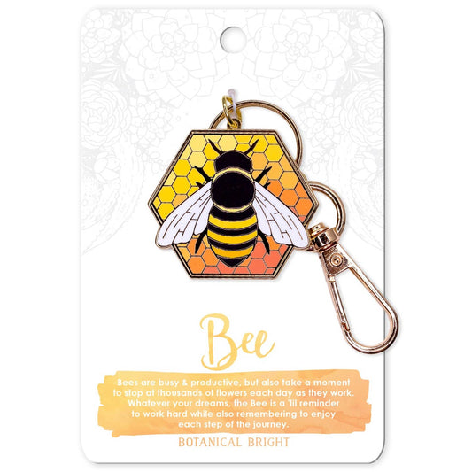 Bee Honeycomb Enamel Keychain