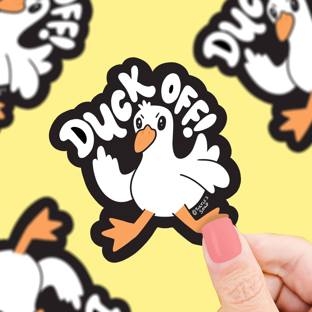 Duck Off Middle Finger Bird Vinyl Sticker