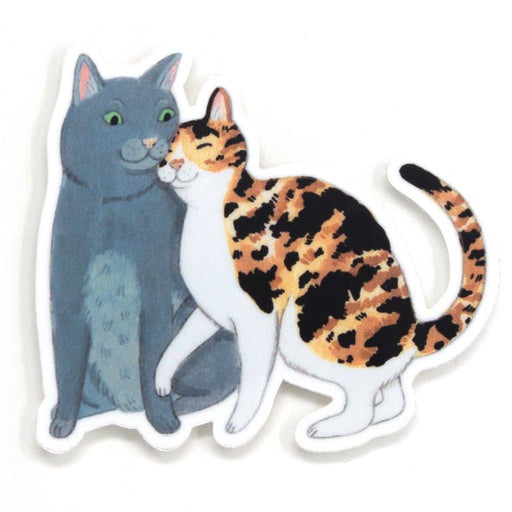 Gray & Calico Cat Duo Vinyl Sticker