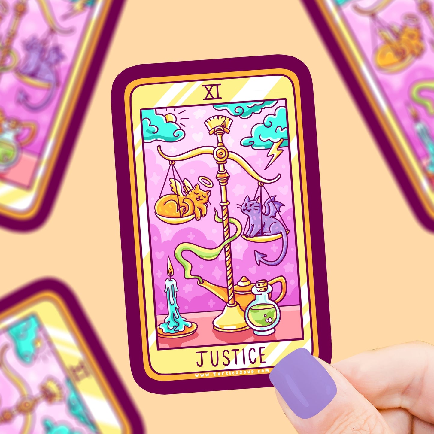 Justice Cat Tarot Vinyl Sticker