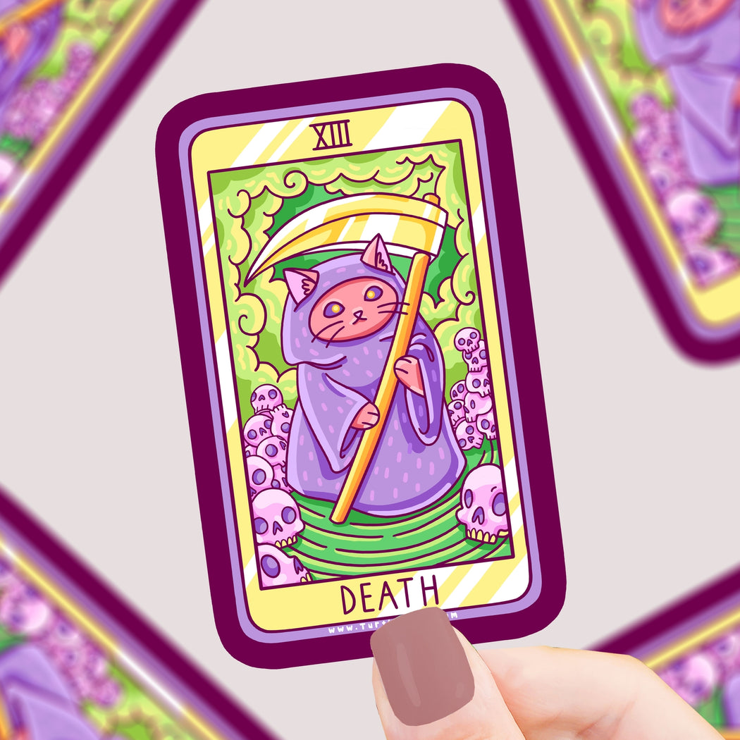 Death Cat Tarot Card Vinyl Sticker
