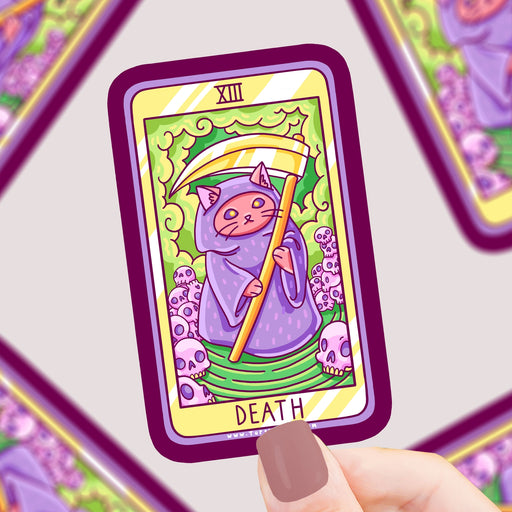 Death Cat Tarot Card Vinyl Sticker