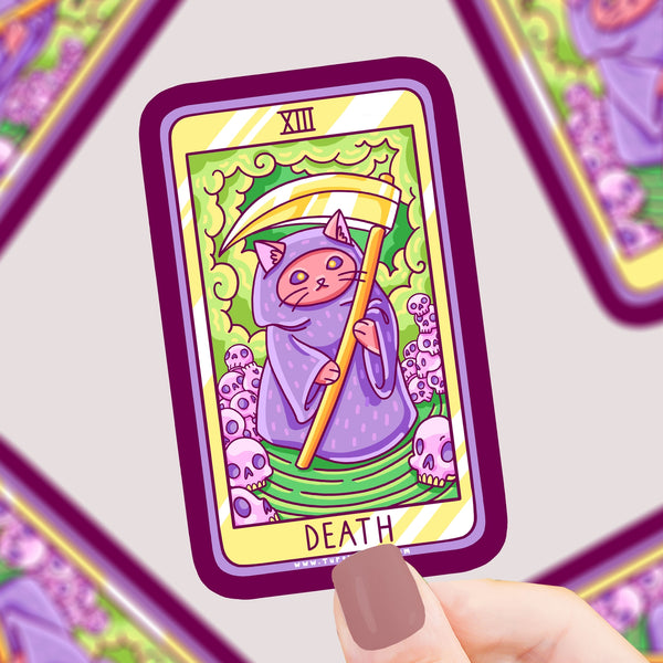 Death Cat Tarot Card Vinyl Sticker