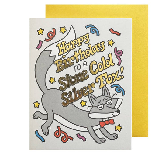 Stone Cold Silver Fox Birthday Card