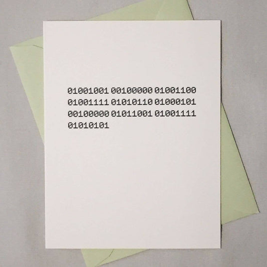 I Love You Binary Code Card