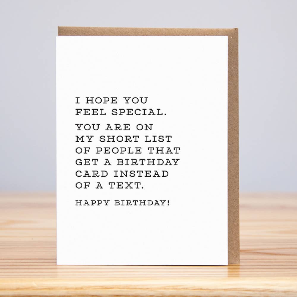 Short List Birthday Card