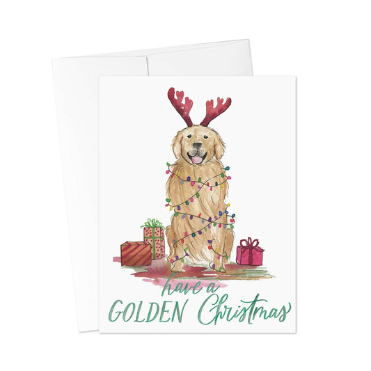 Golden Christmas Holiday Dog Card