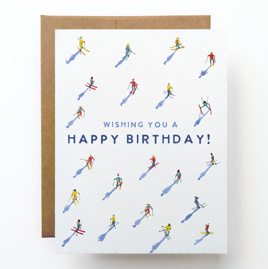 Skiing Skiers Wishing You a Happy Birthday Card