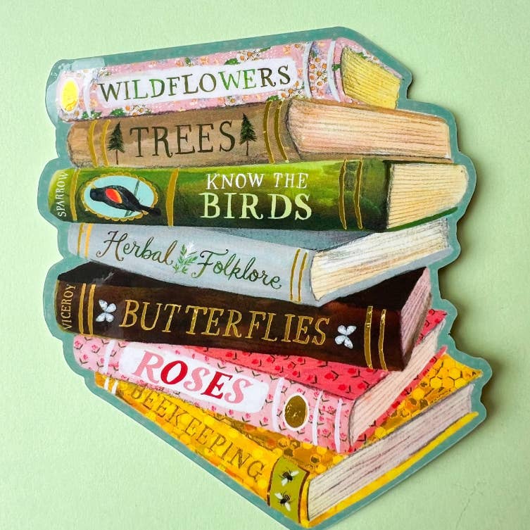 Book Stack Reading Vinyl Sticker