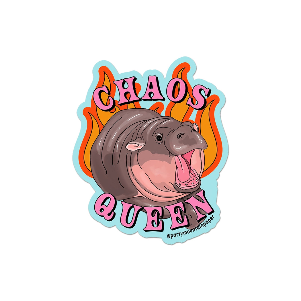 Chaos Queen Hippo Moo Deng Vinyl Sticker