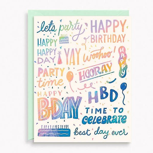 Typography Collage Foil Birthday Card