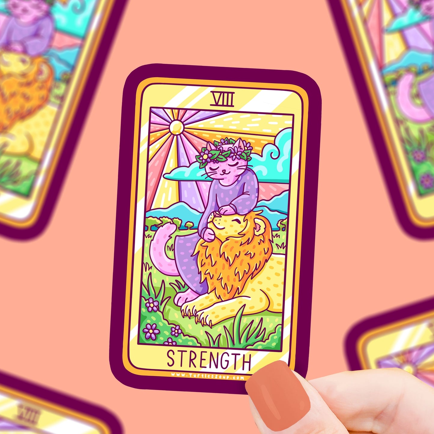 Strength Cat Tarot Card Vinyl Sticker