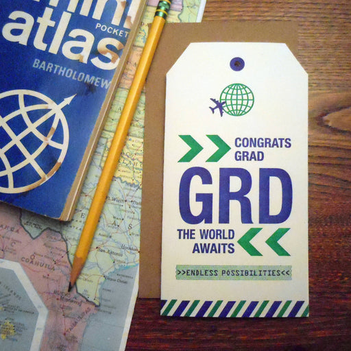 Congrats GRD Grad World Awaits Luggage Tag Card