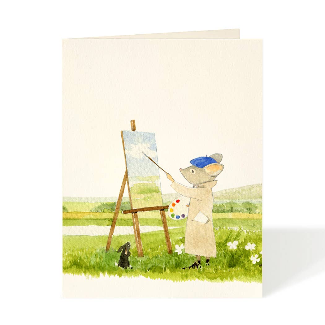 Plein Air Mouse Artist Blank Card