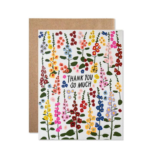 Thank You Hollyhock Flowers Card