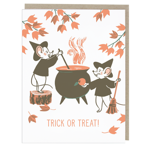 Mouse Witches Trick or Treat Halloween Card