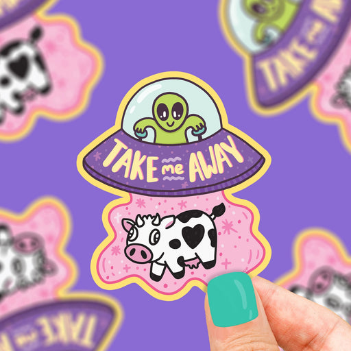 Take Me Away Alien UFO Vinyl Sticker